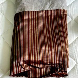 Queen Bedskirt - Brown Striped with 2 New Square Pillow Cases